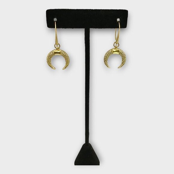 Gold Filled Crescent Moon Horn Earrings - Picture 2 of 11